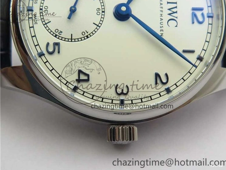 MIROTIME 0409 Packable Portuguese IW358304 ZF 1:1 Best Edition SS White Dial Blue Markers on Leather Strap A 7079